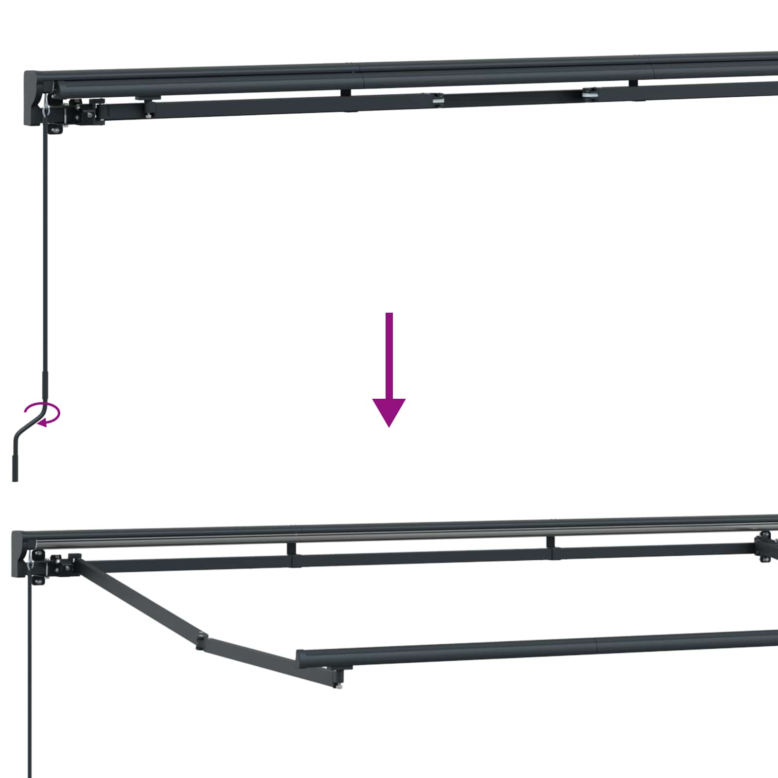 Manuell einziehbare Markise Anthrazit 5 x 3,5 m