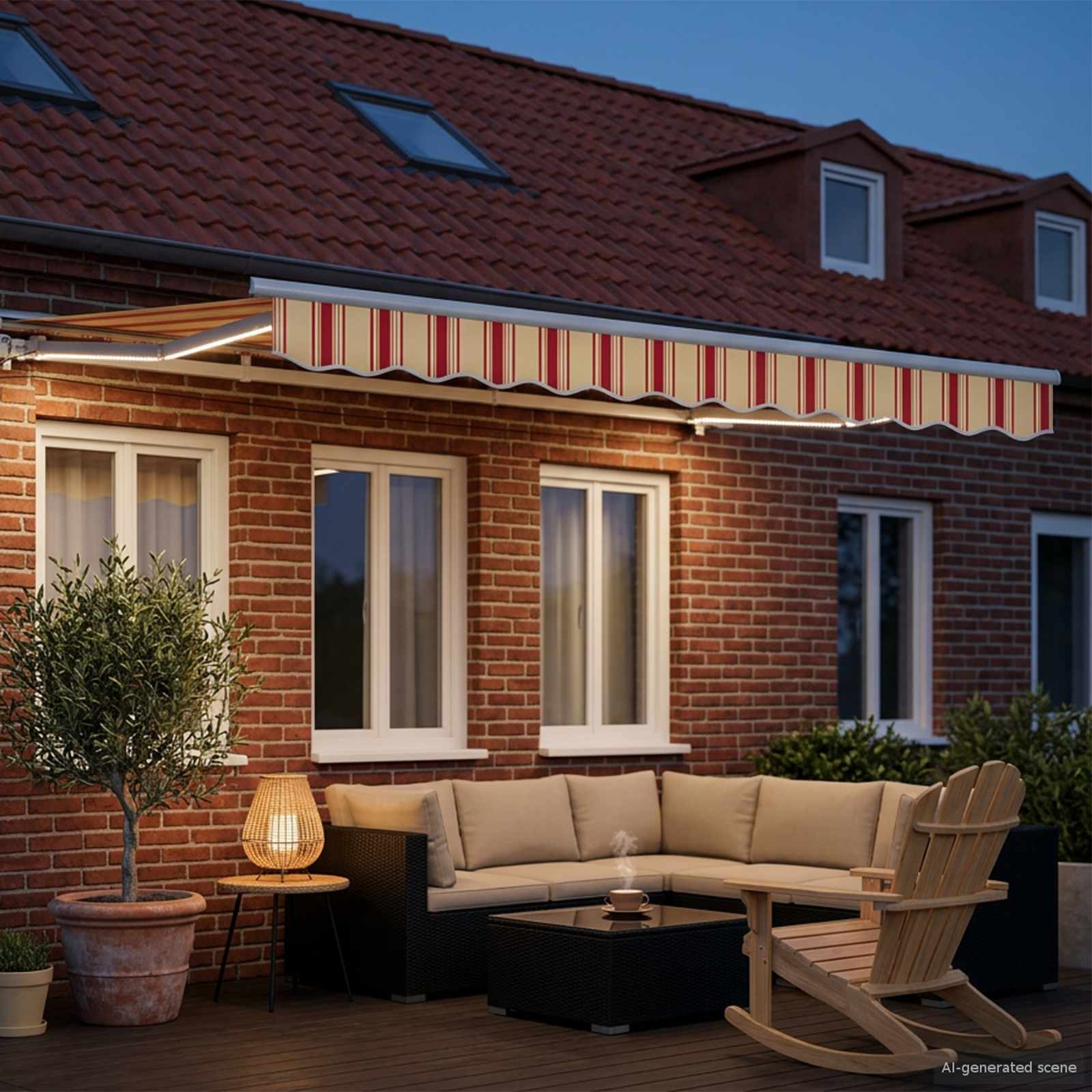 Manueller Markisenrahmen mit LEDs 3,5 x 2,5 m