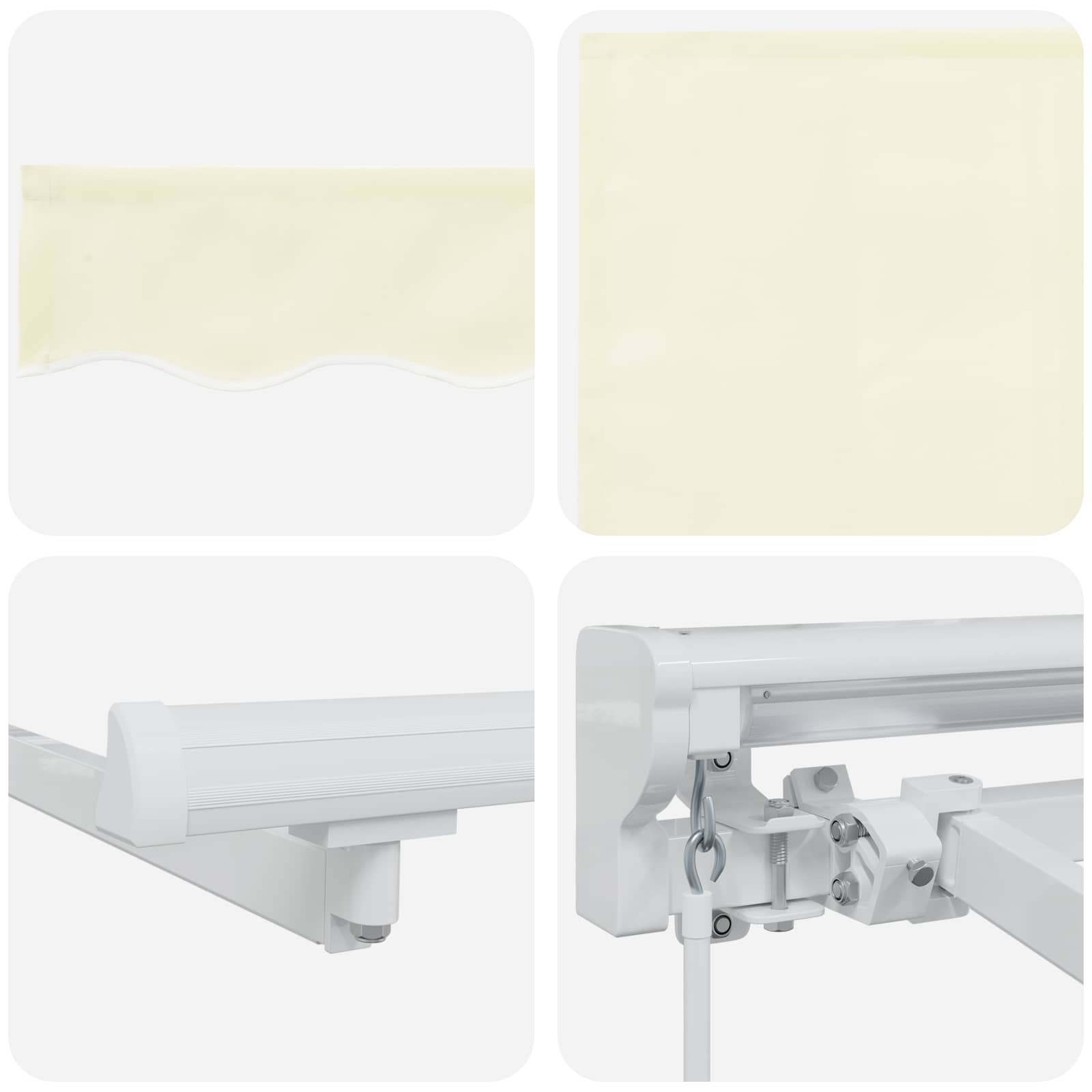 Manueller Markisenrahmen mit LEDs Creme und Weiß 4 × 3,5 m