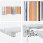 Manueller Markisenrahmen mit LEDs Blau, Orange, Weiß 4,5 × 3 m