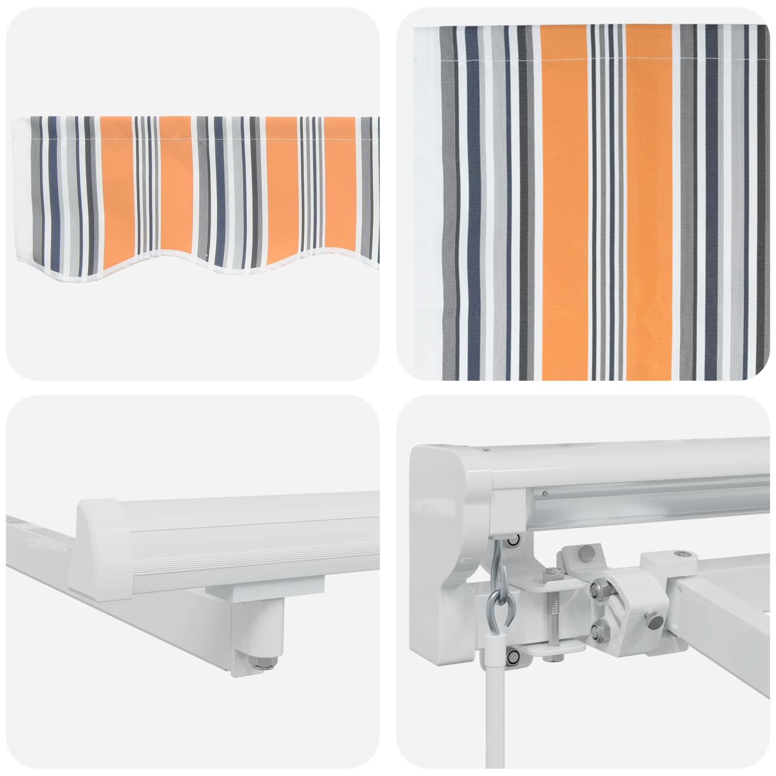 Manueller Markisenrahmen mit LEDs Blau, Orange, Weiß 4,5 × 3 m