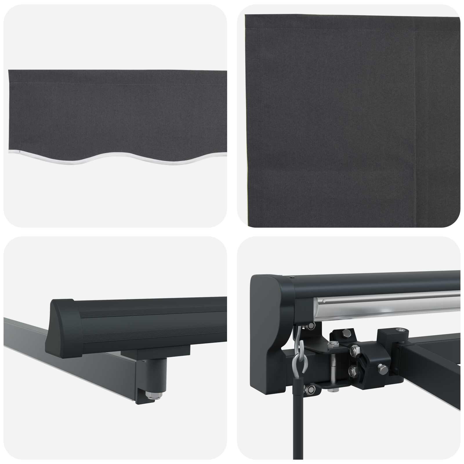 Manueller Markisenrahmen mit LEDs Anthrazit 4 x 2 m