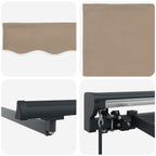 Manueller Markisenrahmen mit LEDs Beige und Anthrazit 5 x 3 m