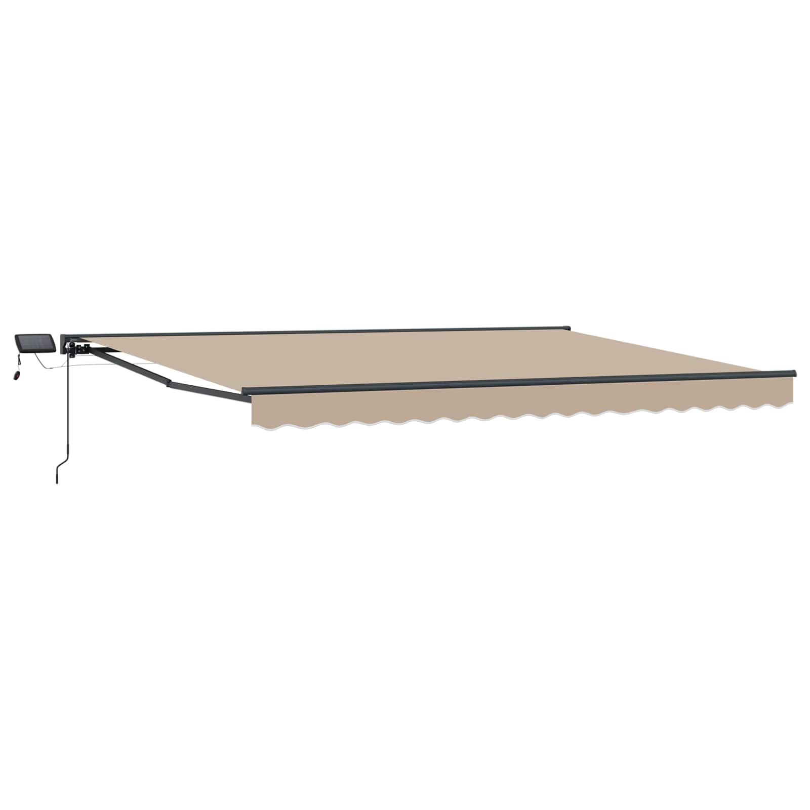 Manueller Markisenrahmen mit LEDs Beige und Anthrazit 5 x 3 m