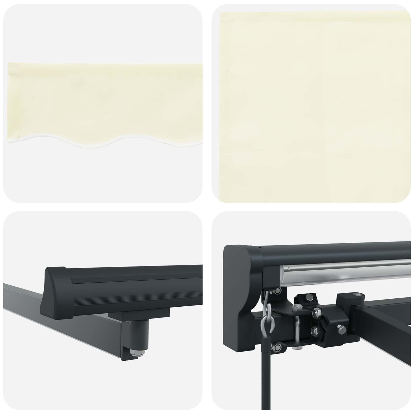Manueller Markisenrahmen mit LEDs Creme und Anthrazit 5 x 3,5 m