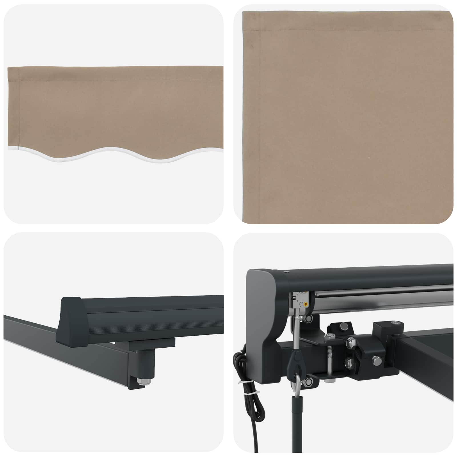 Elektrische ausziehbare Markise Beige und Anthrazit 3,5 x 2 m