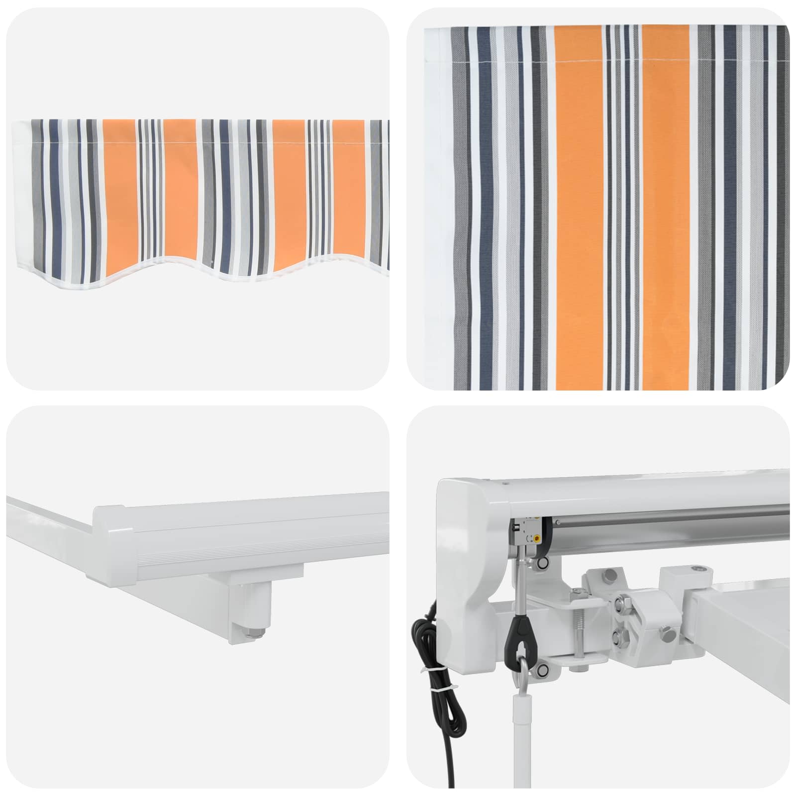 Elektrische ausziehbare Markise Blau, Orange, Weiß 3,5 x 2,5 m