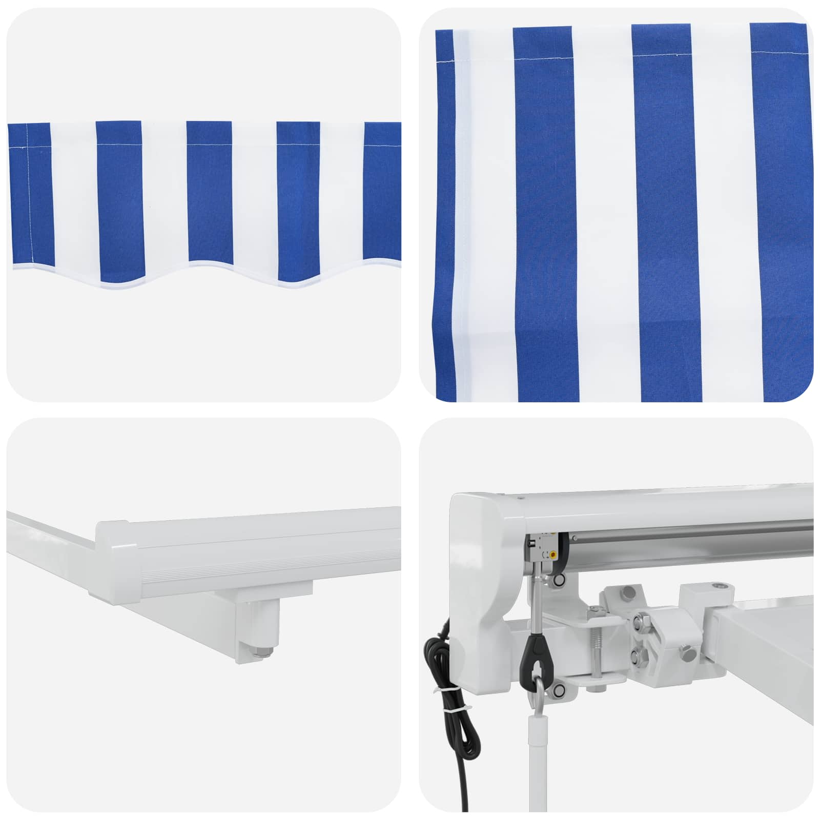 Elektrische ausziehbare Markise Blau und Weiß 4,5 x 3,5 m