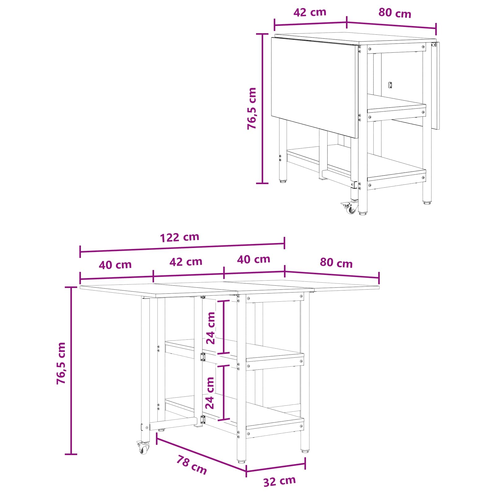 Esstisch 122 x 80 x 76,5 cm Holzwerkstoff Grau Sonoma
