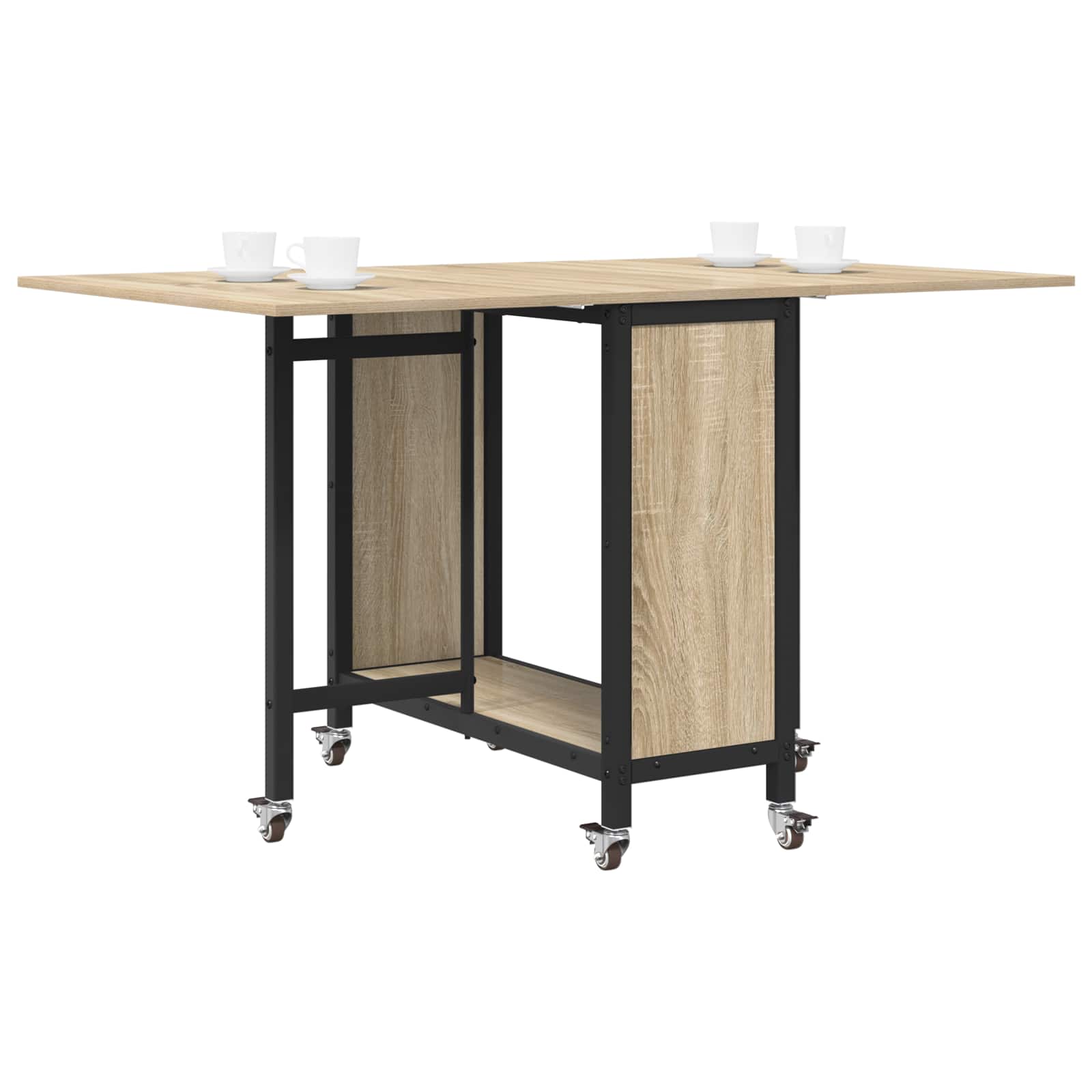 Faltbarer Esstisch mit Rollen 130 x 80 x 76,5 cm Stahl PB