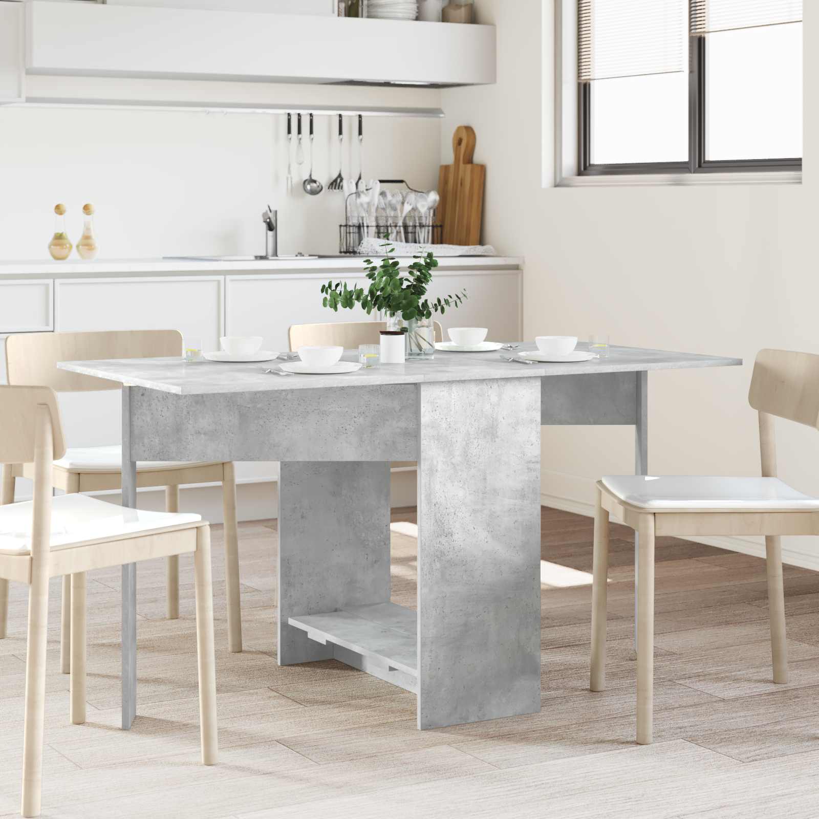 Esstisch 138 x 70 x 73,5 cm Holzwerkstoff Betongrau