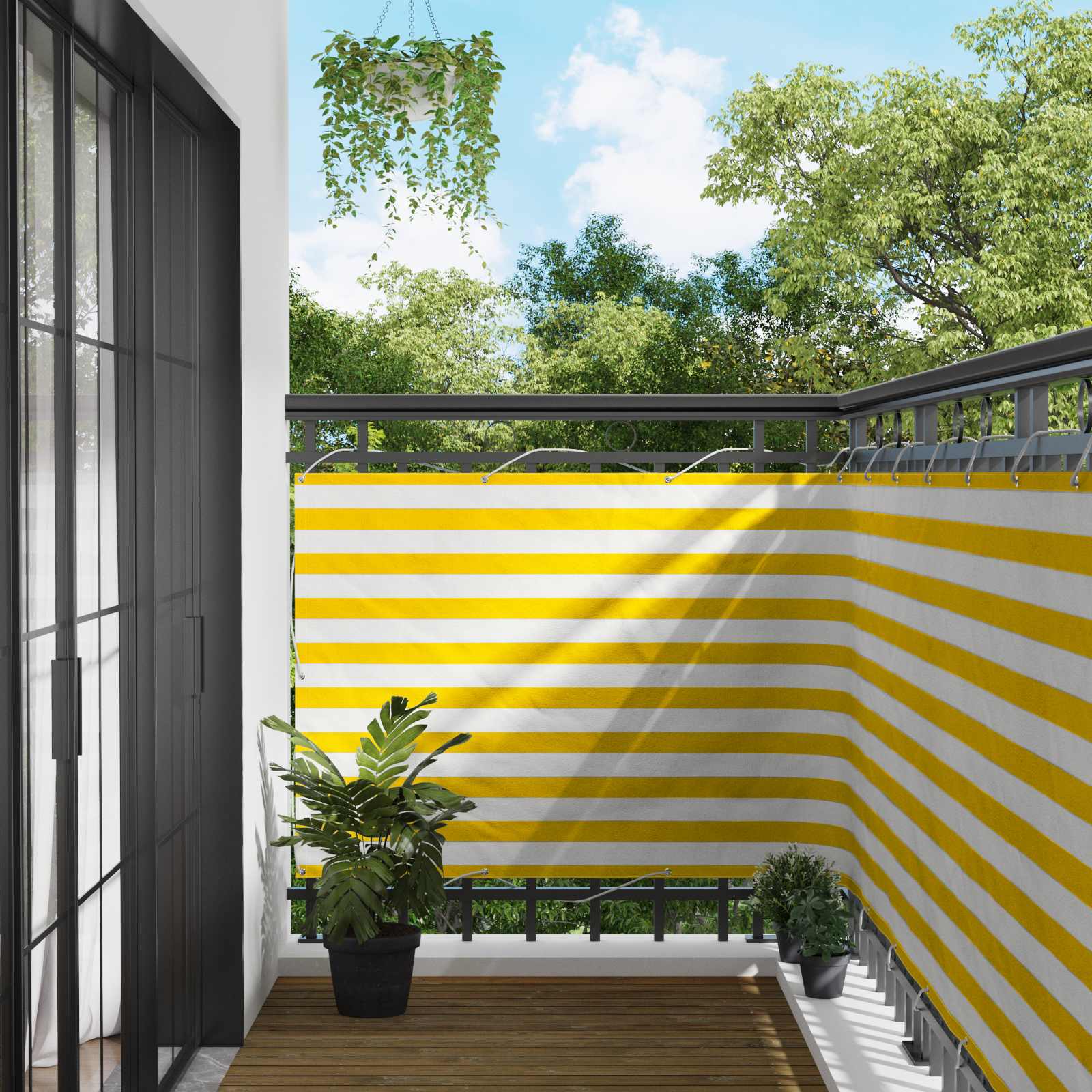 Balkonsichtschutz Gelb und Weiß 110 x 800 cm Oxford-Stoff