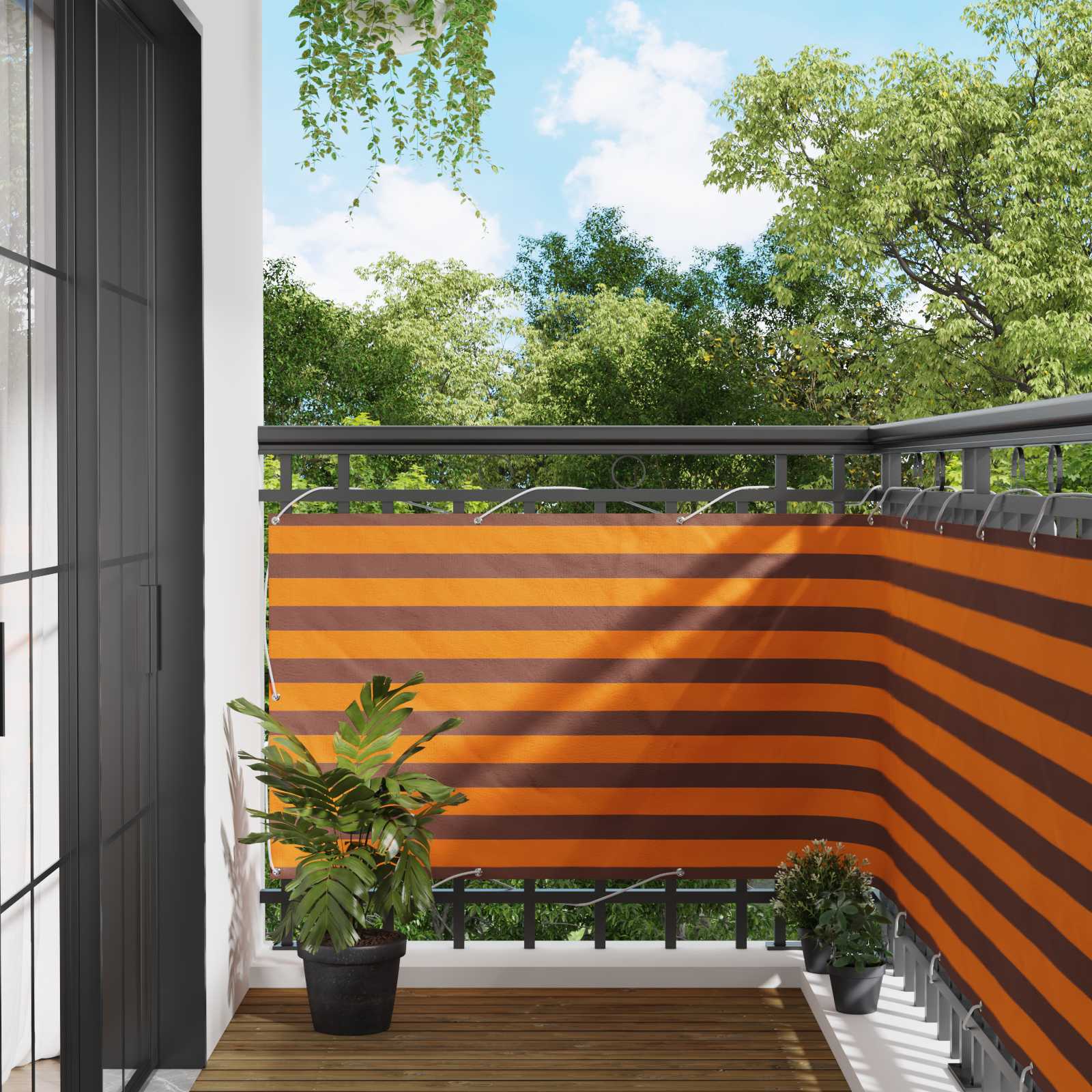 Balkonsichtschutz Orange und Braun 100 x 400 cm Oxford-Stoff