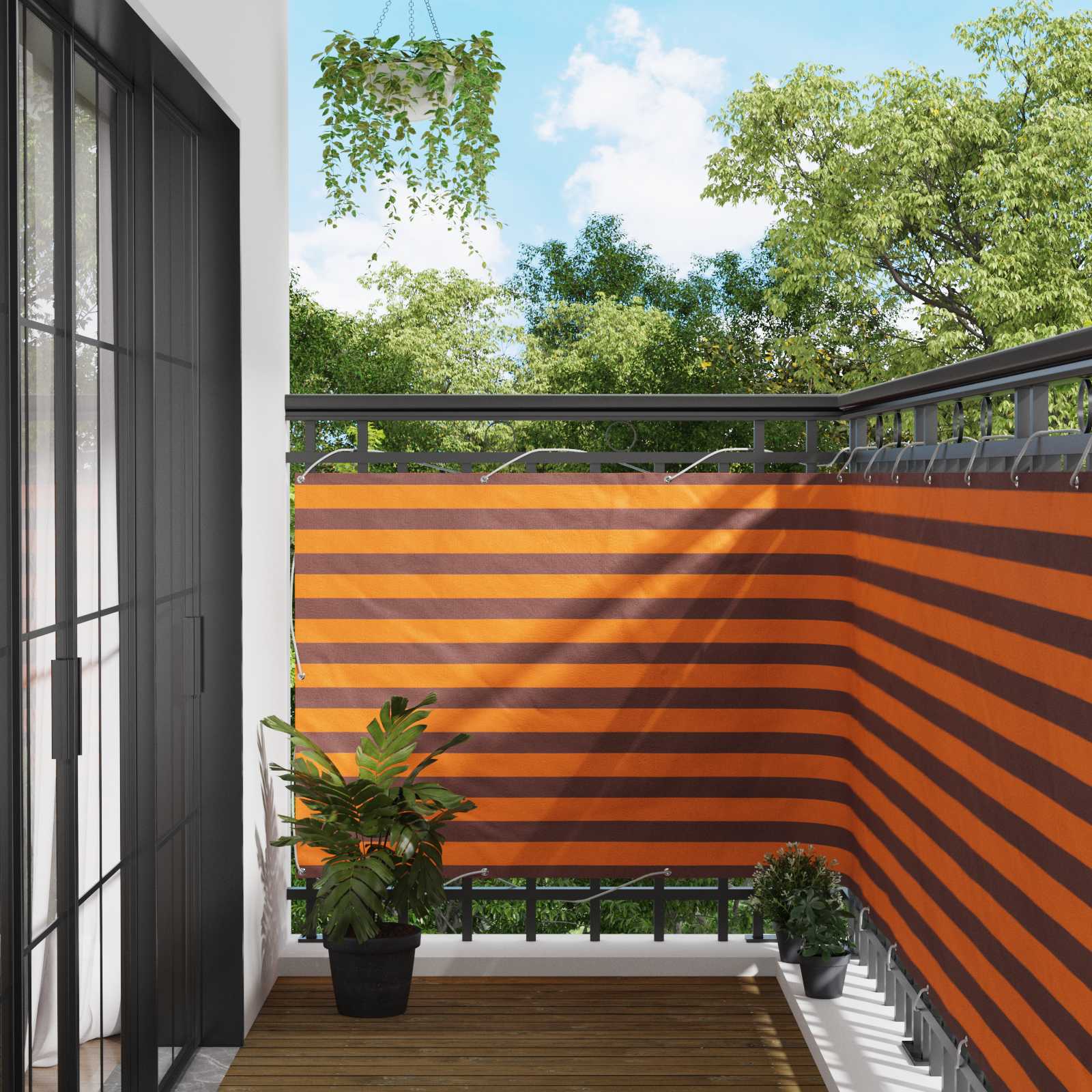 Balkonsichtschutz Orange und Braun 110 x 500 cm Oxford-Stoff