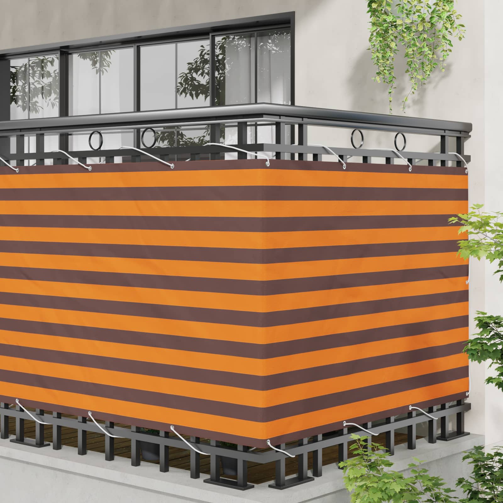 Balkonsichtschutz Orange und Braun 110 x 500 cm Oxford-Stoff