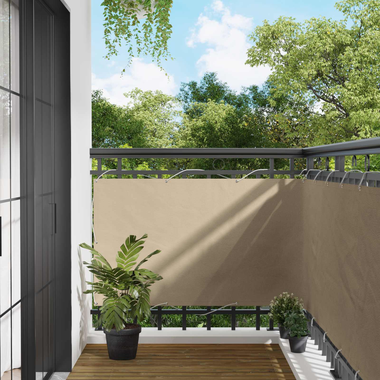Balkonsichtschutz Beige 100 x 400 cm Oxford-Stoff