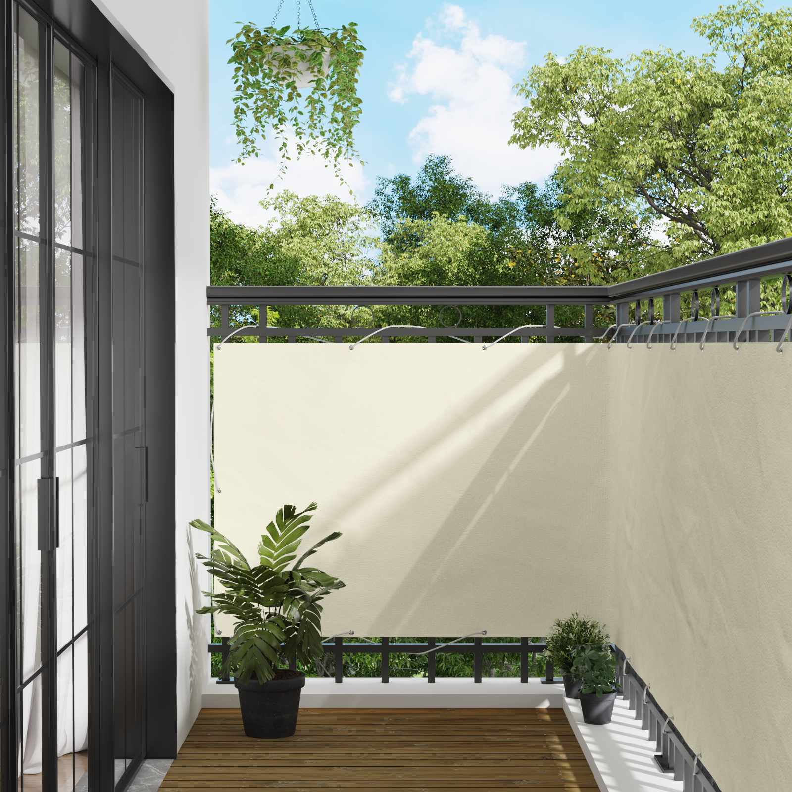 Balkonsichtschutz Creme 110 x 600 cm Oxford-Stoff