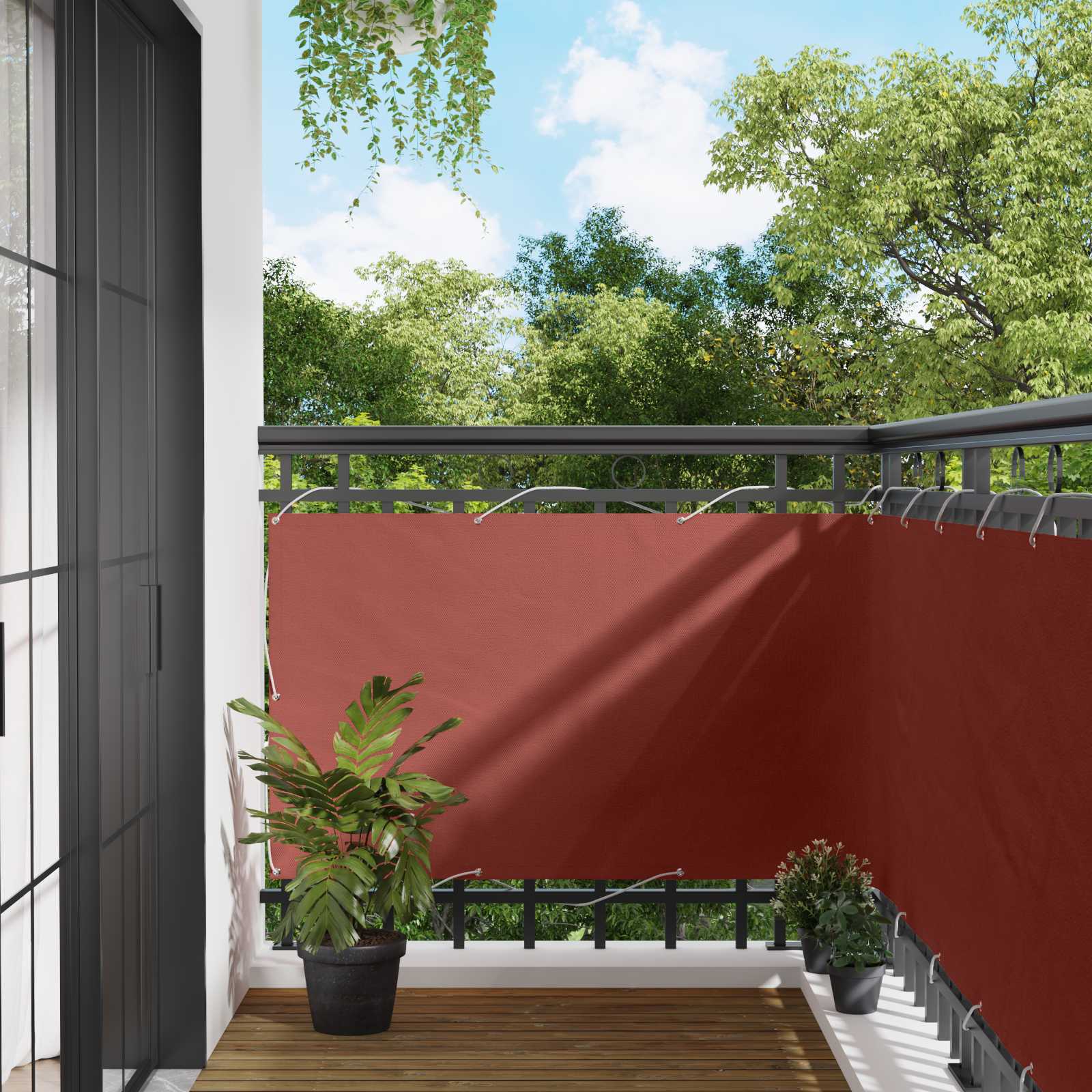 Balkonsichtschutz Terrakotta 100 x 700 cm Oxford-Stoff
