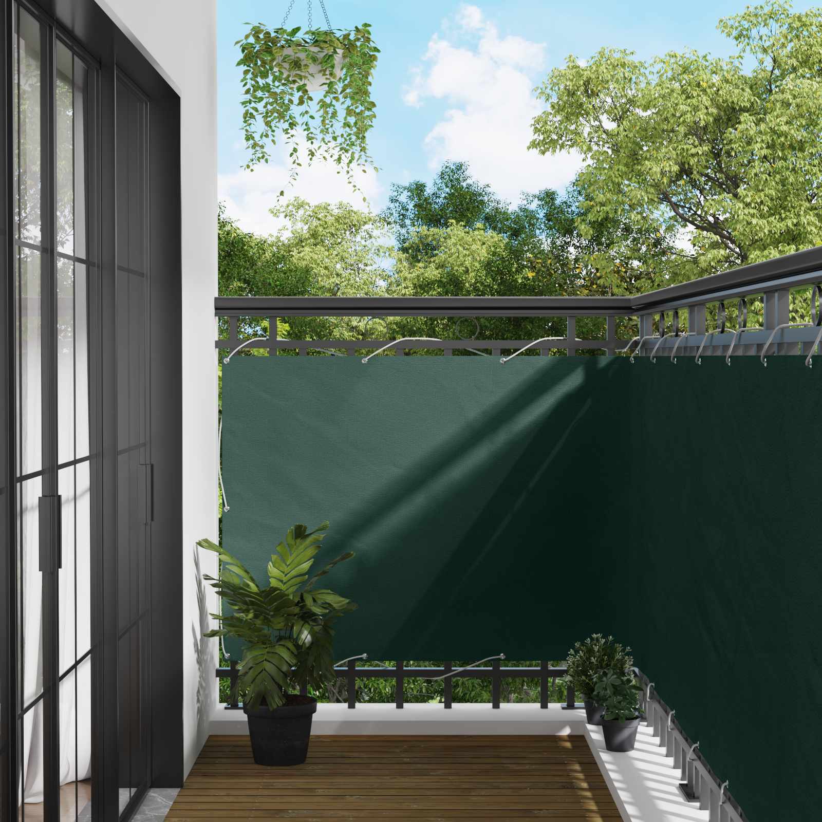 Balkonsichtschutz Dunkelgrün 110 x 700 cm Oxford-Stoff