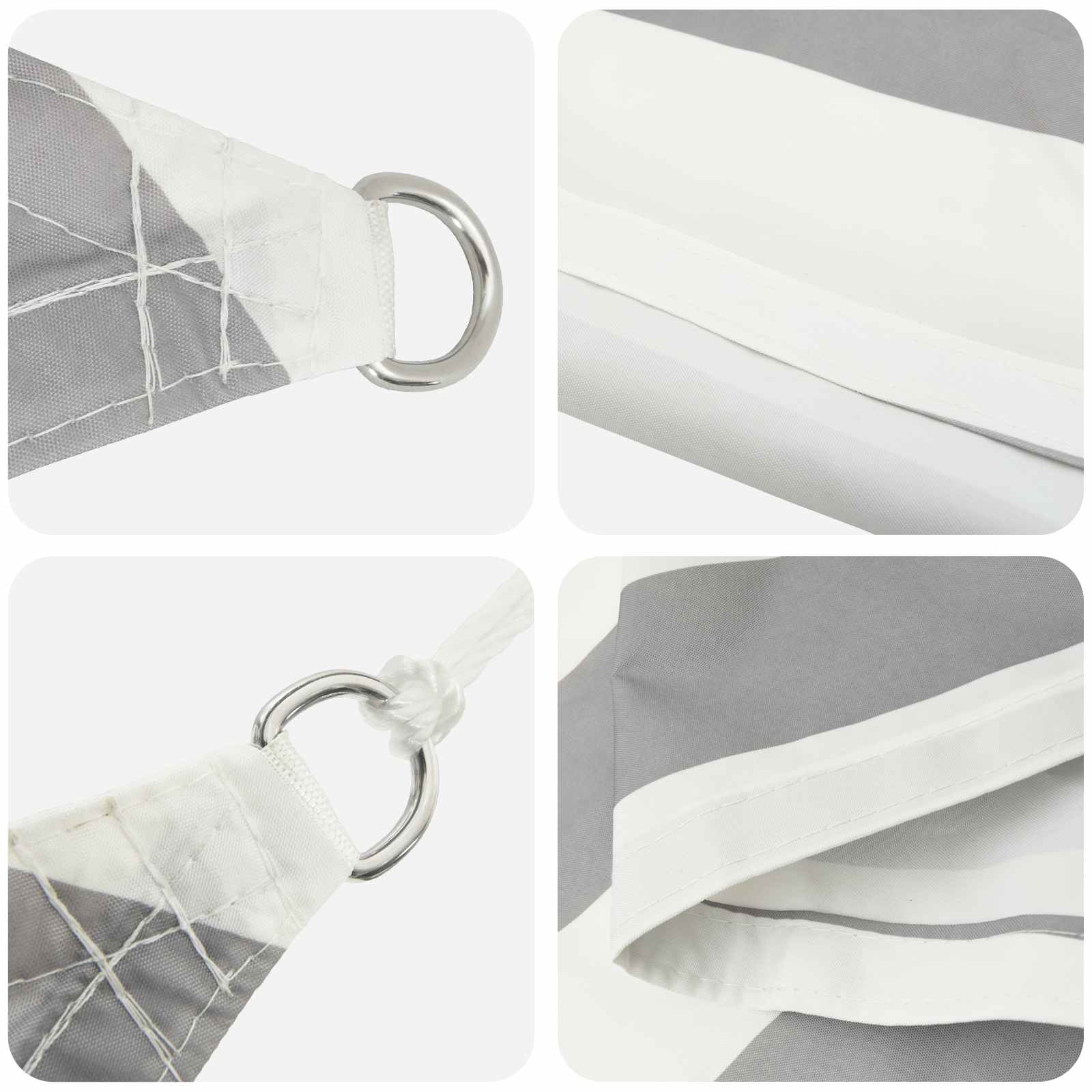 Sonnensegel Hellgrau und Weiß 2 x 2,5 m 100 % Polyester Oxford