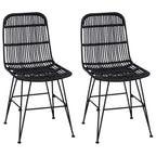 Esststuhl 2 pcs Schwarz 41 x 55 x 85 cm Rattan und Stahl