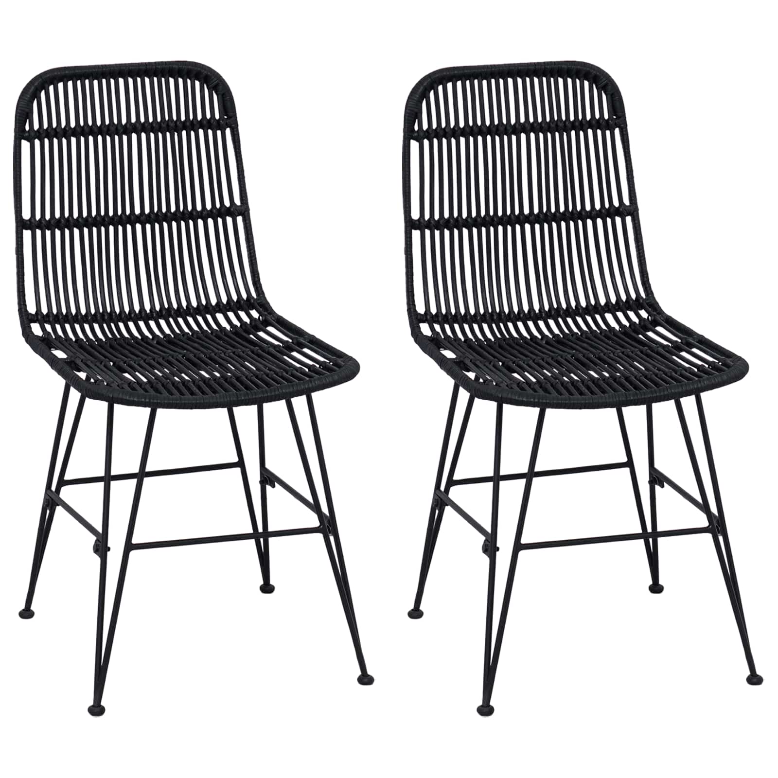 Esststuhl 2 pcs Schwarz 41 x 55 x 85 cm Rattan und Stahl