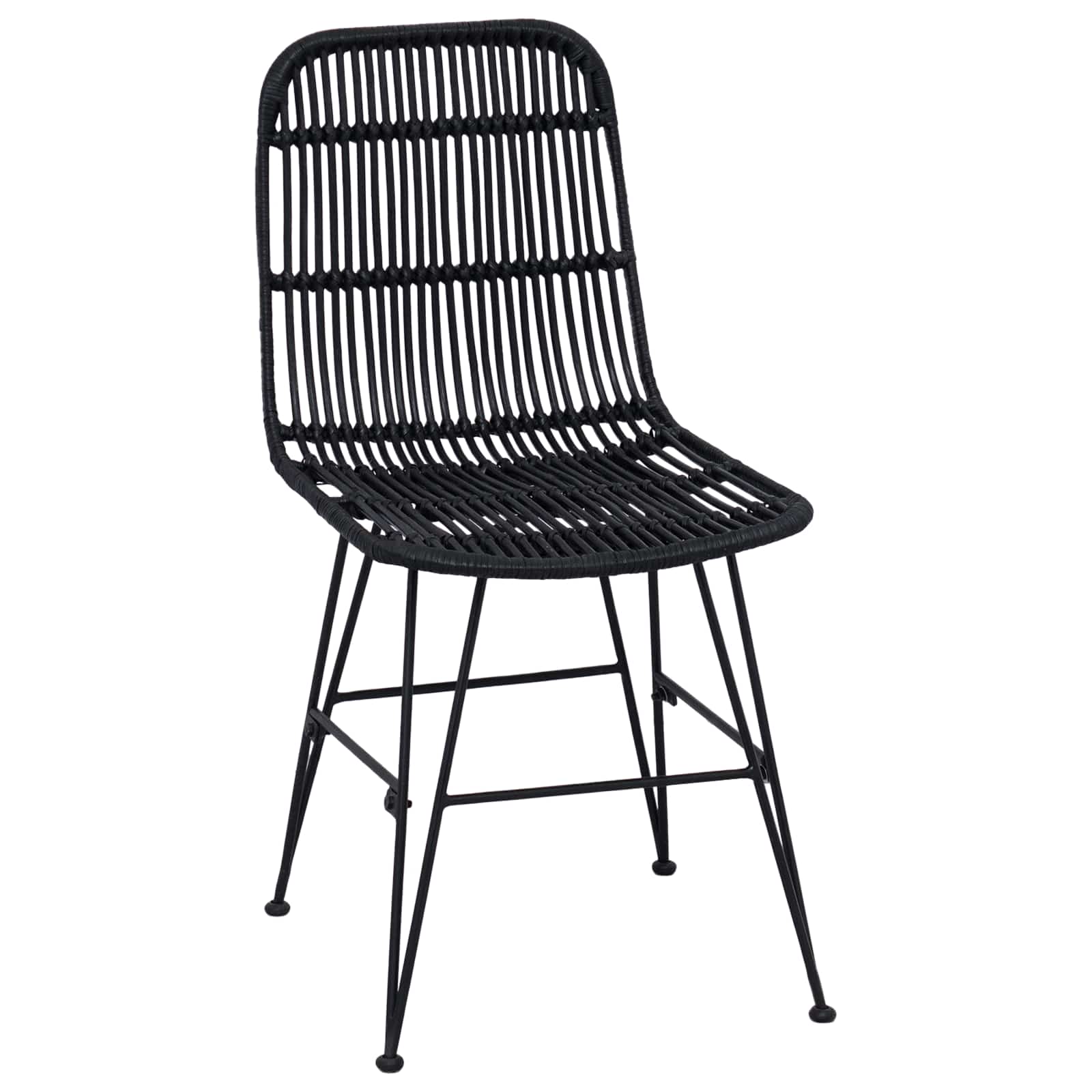 Esststuhl 2 pcs Schwarz 41 x 55 x 85 cm Rattan und Stahl