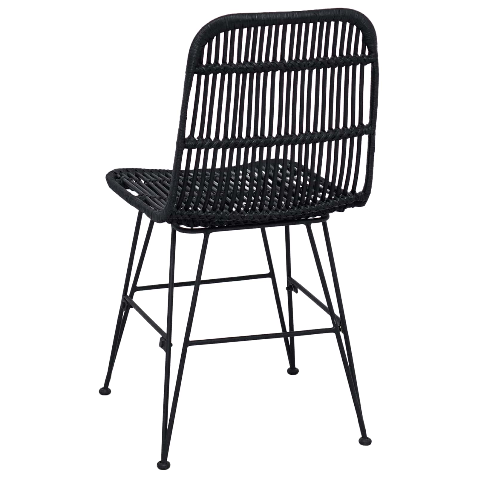 Esststuhl 2 pcs Schwarz 41 x 55 x 85 cm Rattan und Stahl
