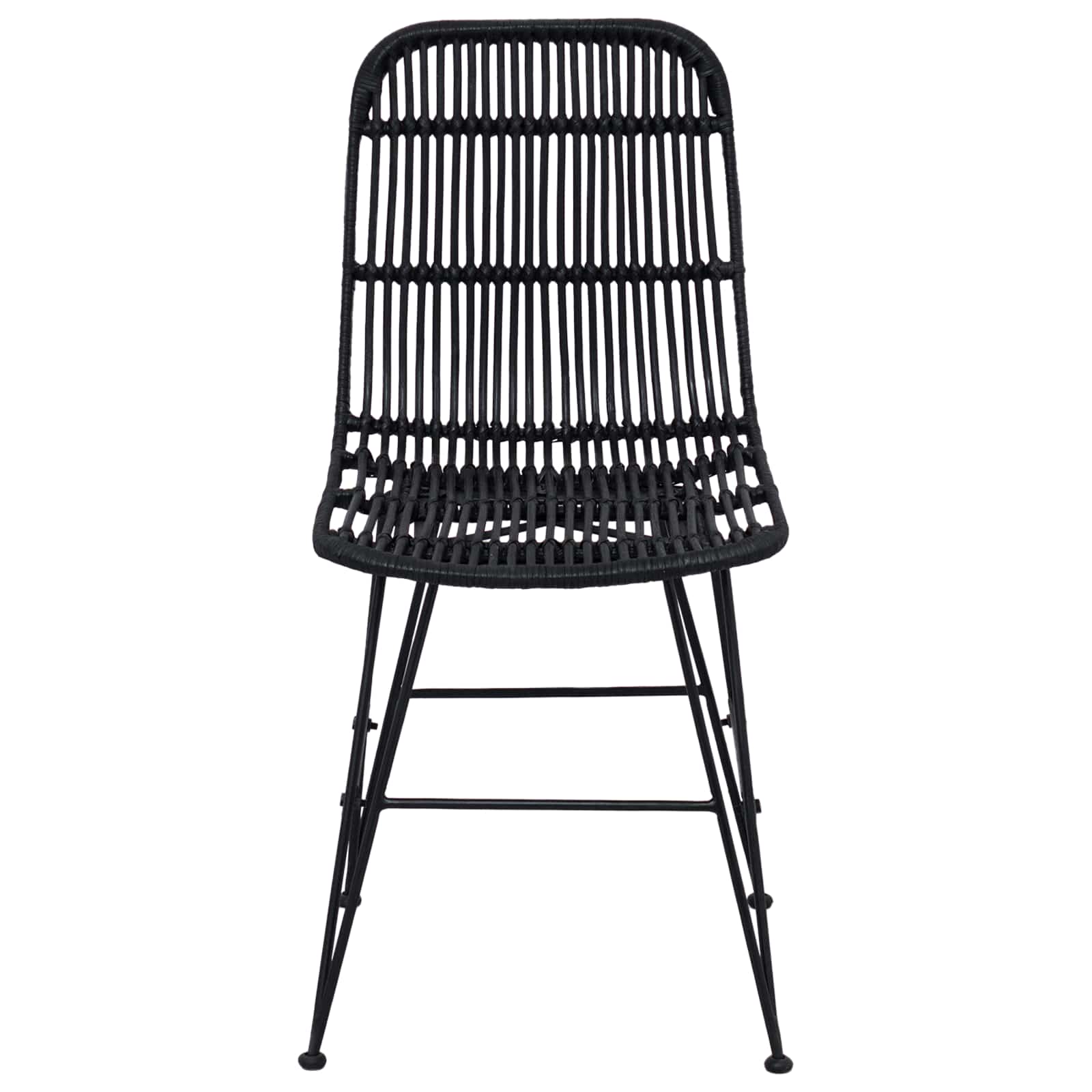 Esststuhl 2 pcs Schwarz 41 x 55 x 85 cm Rattan und Stahl