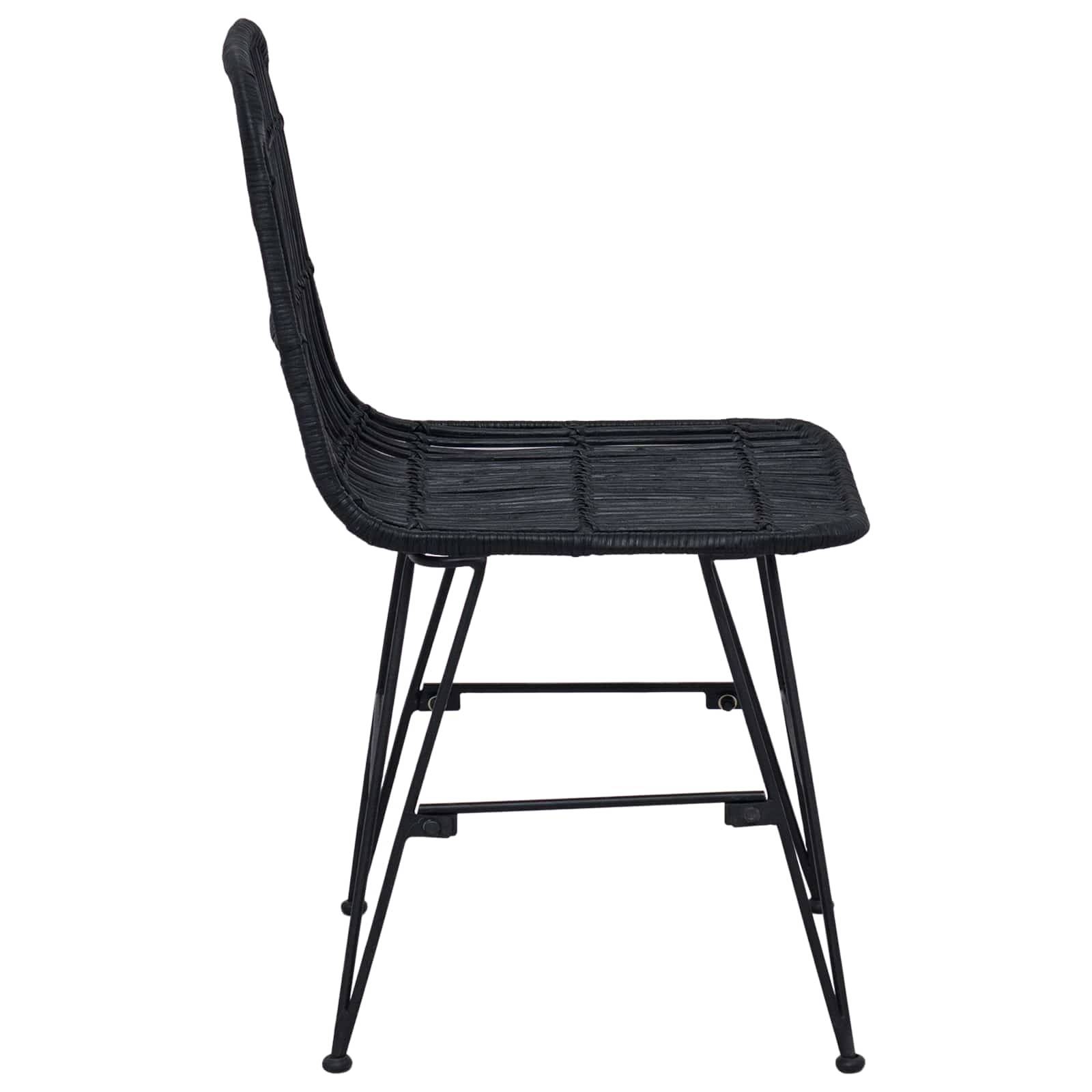 Esststuhl 2 pcs Schwarz 41 x 55 x 85 cm Rattan und Stahl