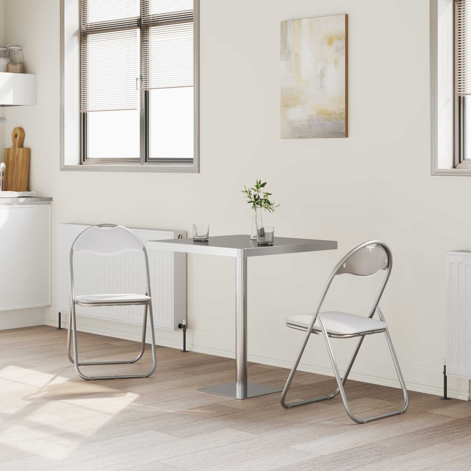 Klappstuhl 2 pcs Weiß und Grau 48 x 43,5 x 81 cm Kunstleder