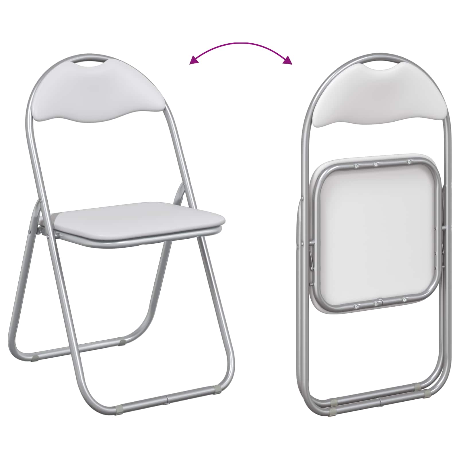 Klappstuhl 2 pcs Weiß und Grau 48 x 43,5 x 81 cm Kunstleder