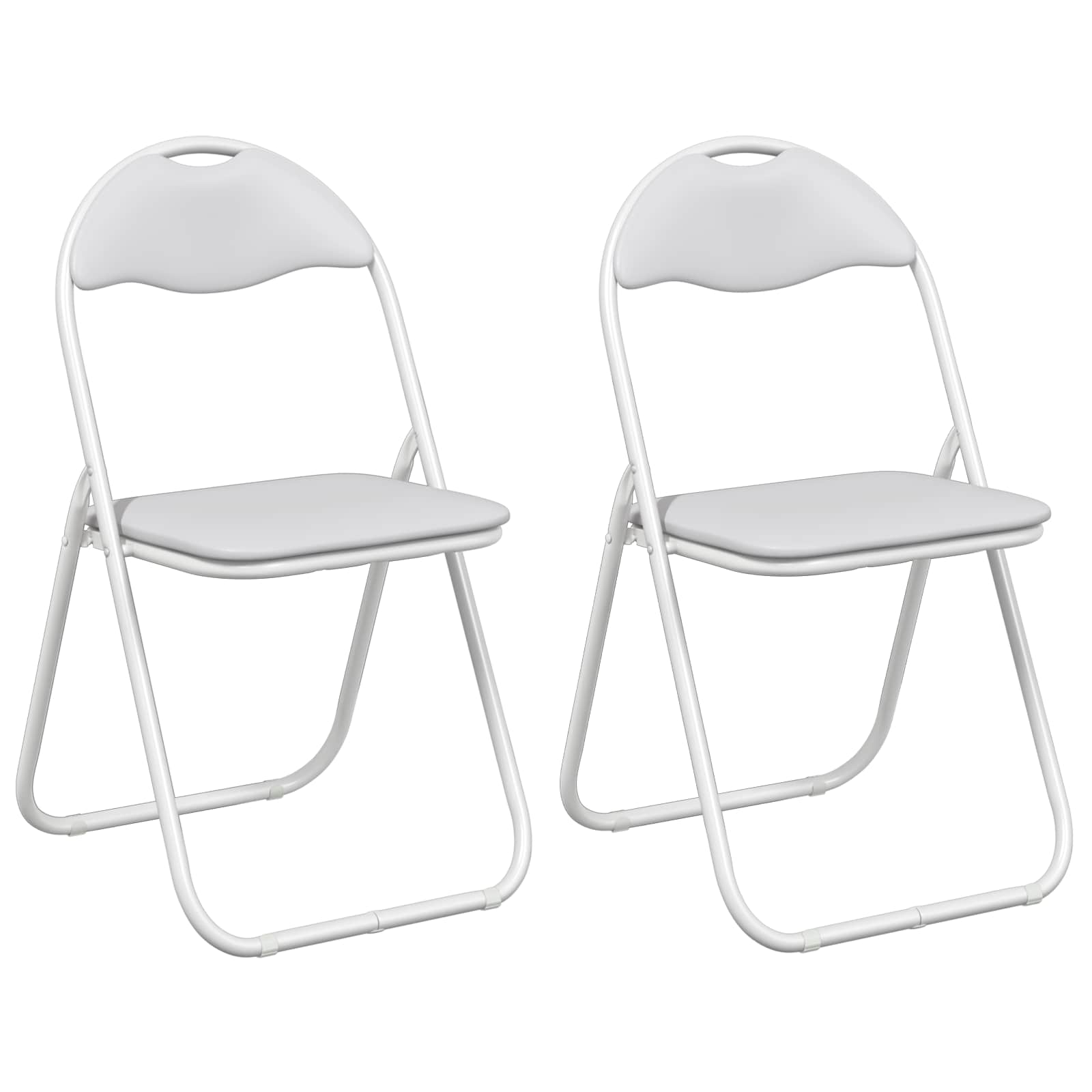 Klappstuhl 2 pcs Weiß und Grau 48 x 43,5 x 81 cm Kunstleder