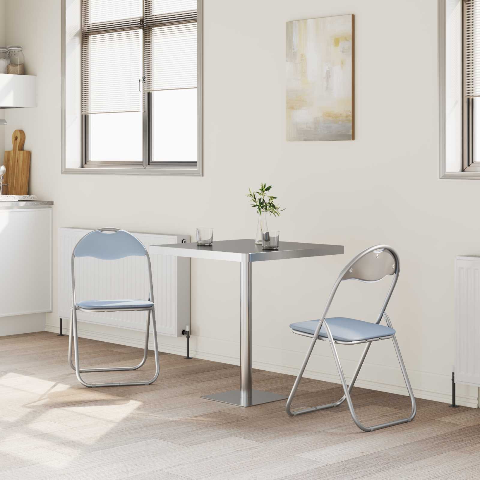 Klappstuhl 2 pcs Grau 48 x 43,5 x 81 cm Kunstleder