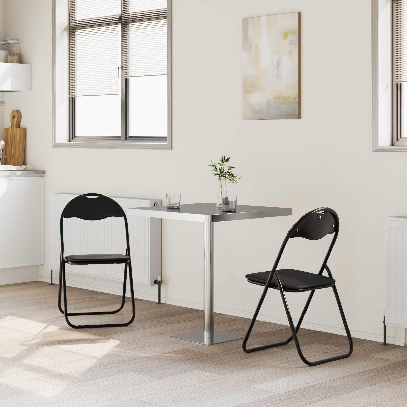 Klappstuhl 2 pcs Schwarz 48 x 43,5 x 81 cm Kunstleder