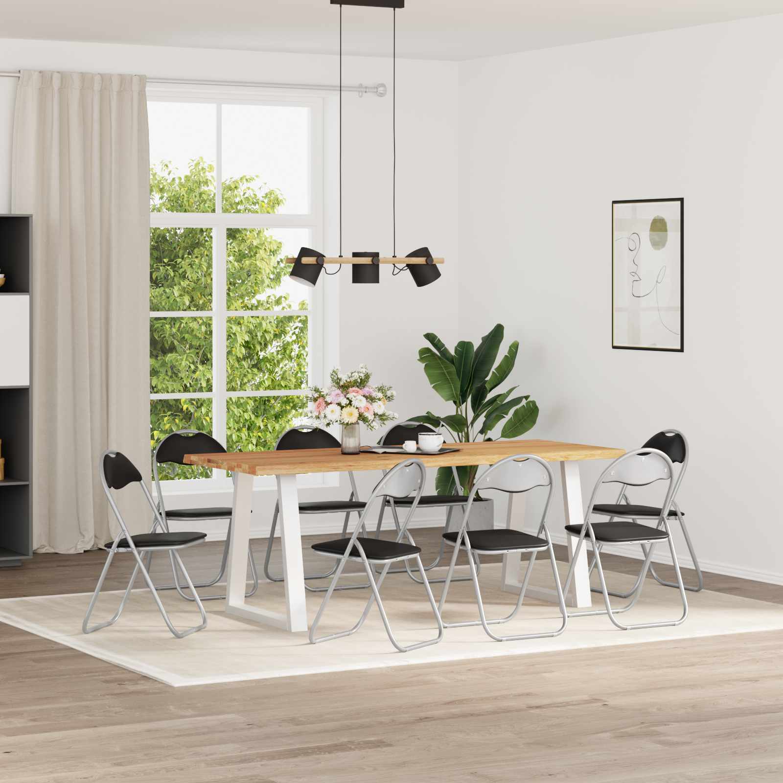 Klappstuhl 8 pcs Schwarz und Grau 48 x 43,5 x 81 cm Kunstleder