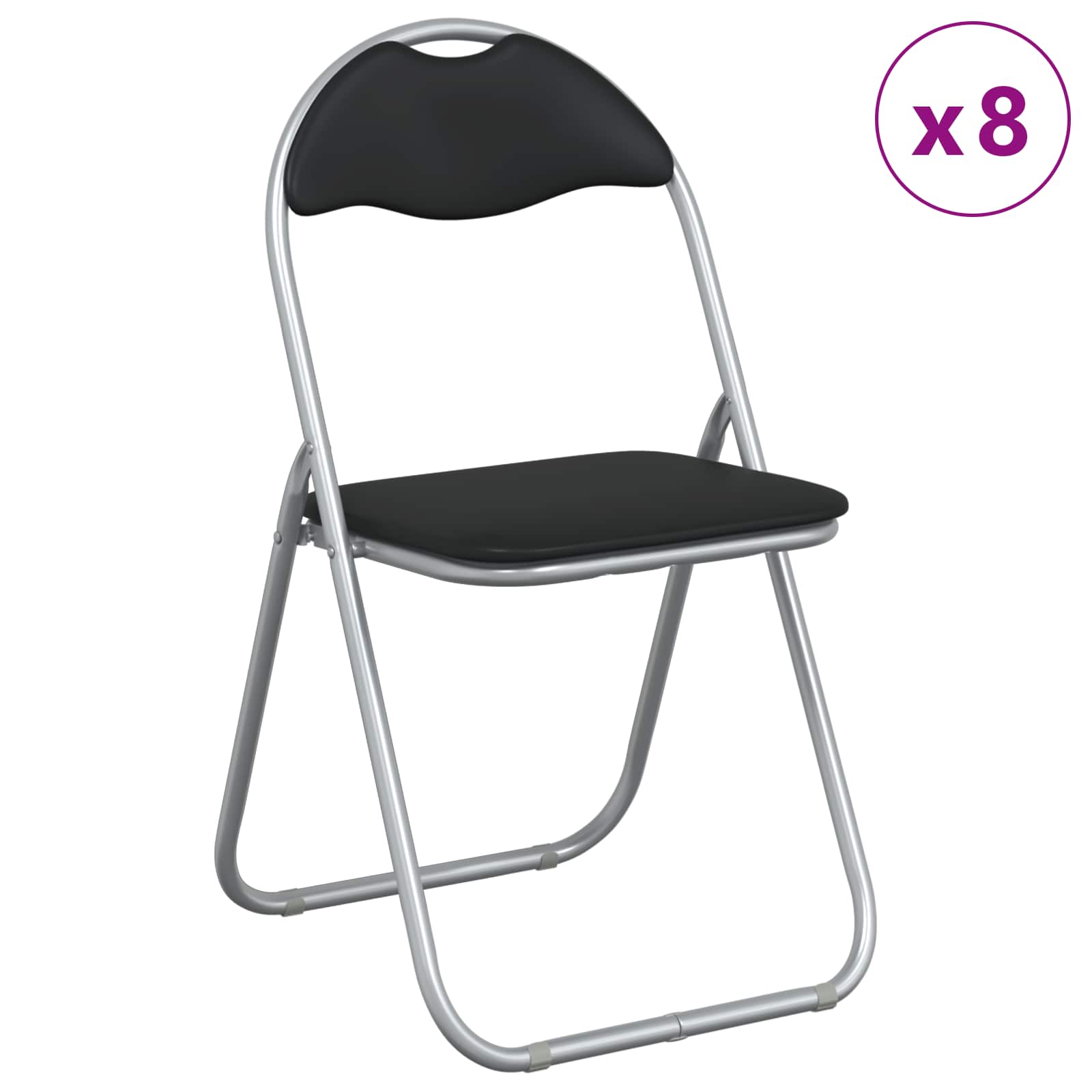Klappstuhl 8 pcs Schwarz und Grau 48 x 43,5 x 81 cm Kunstleder