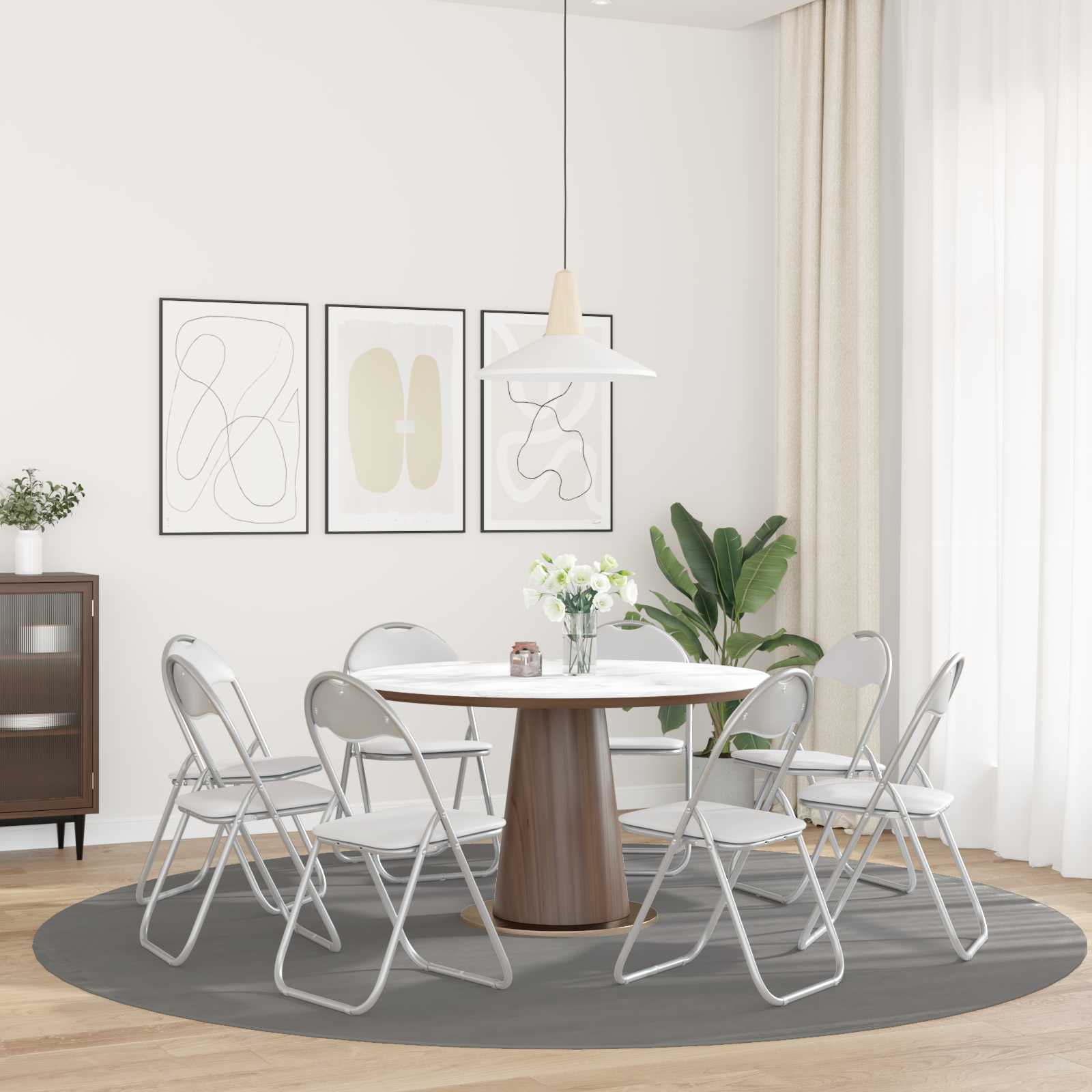 Klappstuhl 8 pcs Weiß und Grau 48 x 43,5 x 81 cm Kunstleder