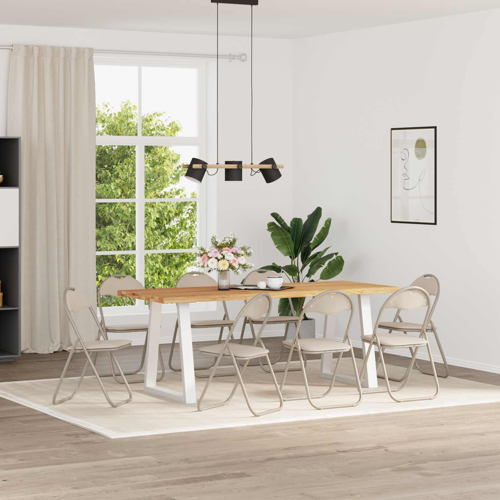 Klappstuhl 8 pcs Sand 48 x 43,5 x 81 cm Kunstleder