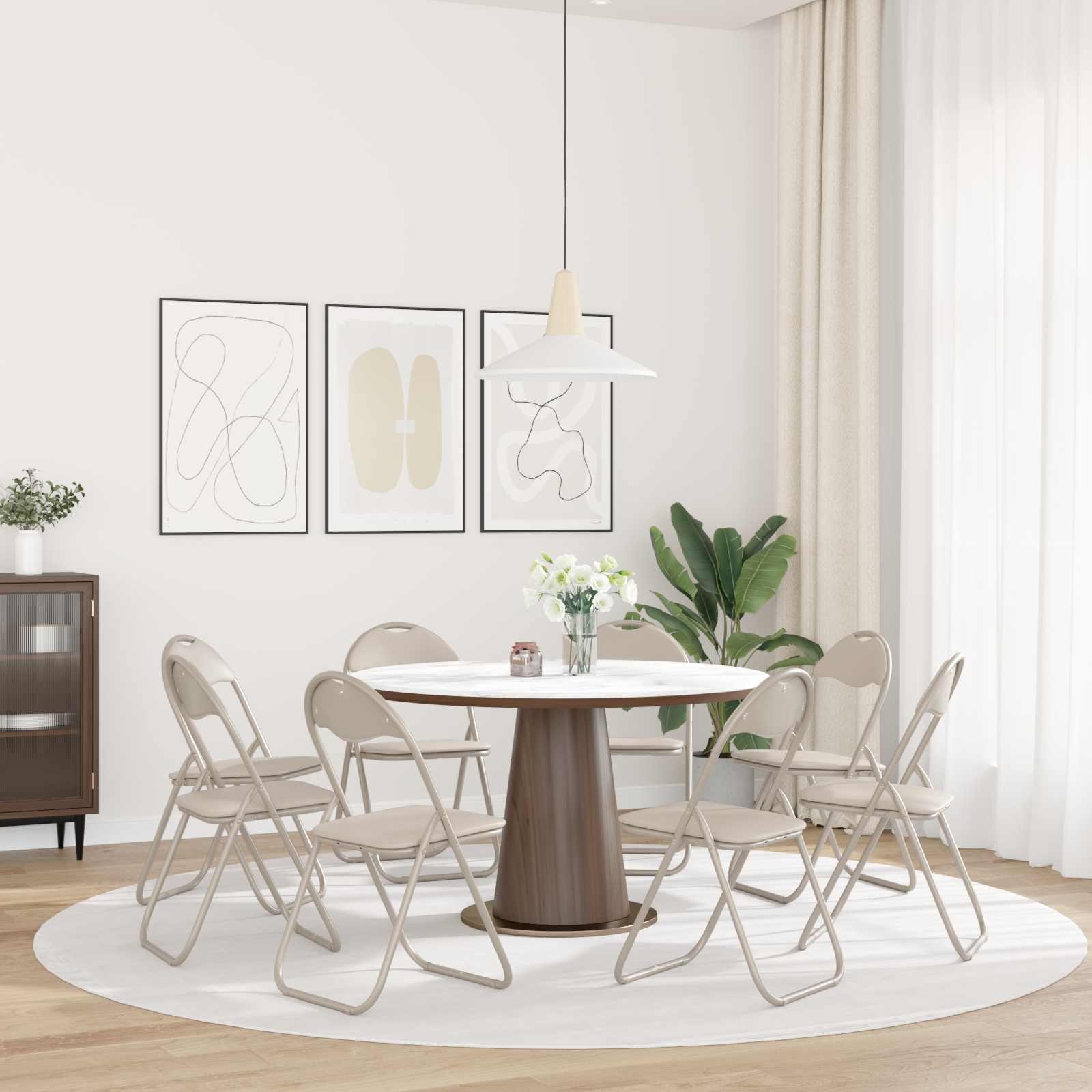 Klappstuhl 8 pcs Sand 48 x 43,5 x 81 cm Kunstleder