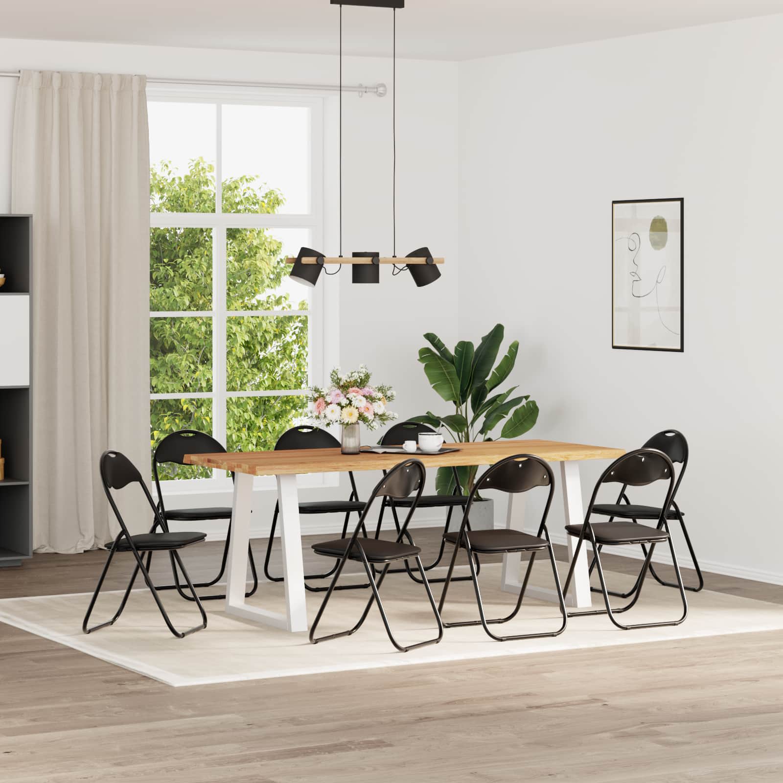 Klappstuhl 8 pcs Schwarz 48 x 43,5 x 81 cm Kunstleder