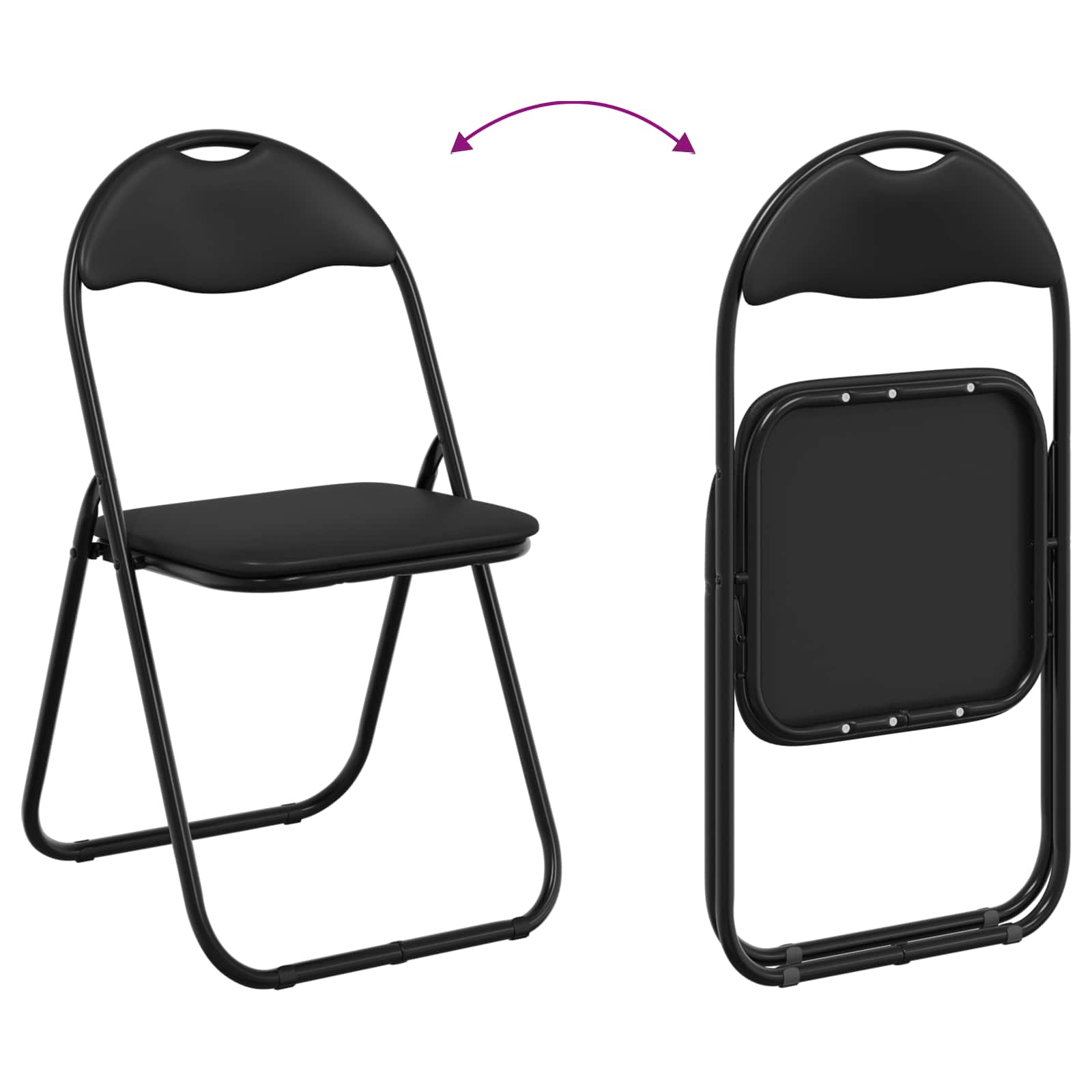 Klappstuhl 8 pcs Schwarz 48 x 43,5 x 81 cm Kunstleder