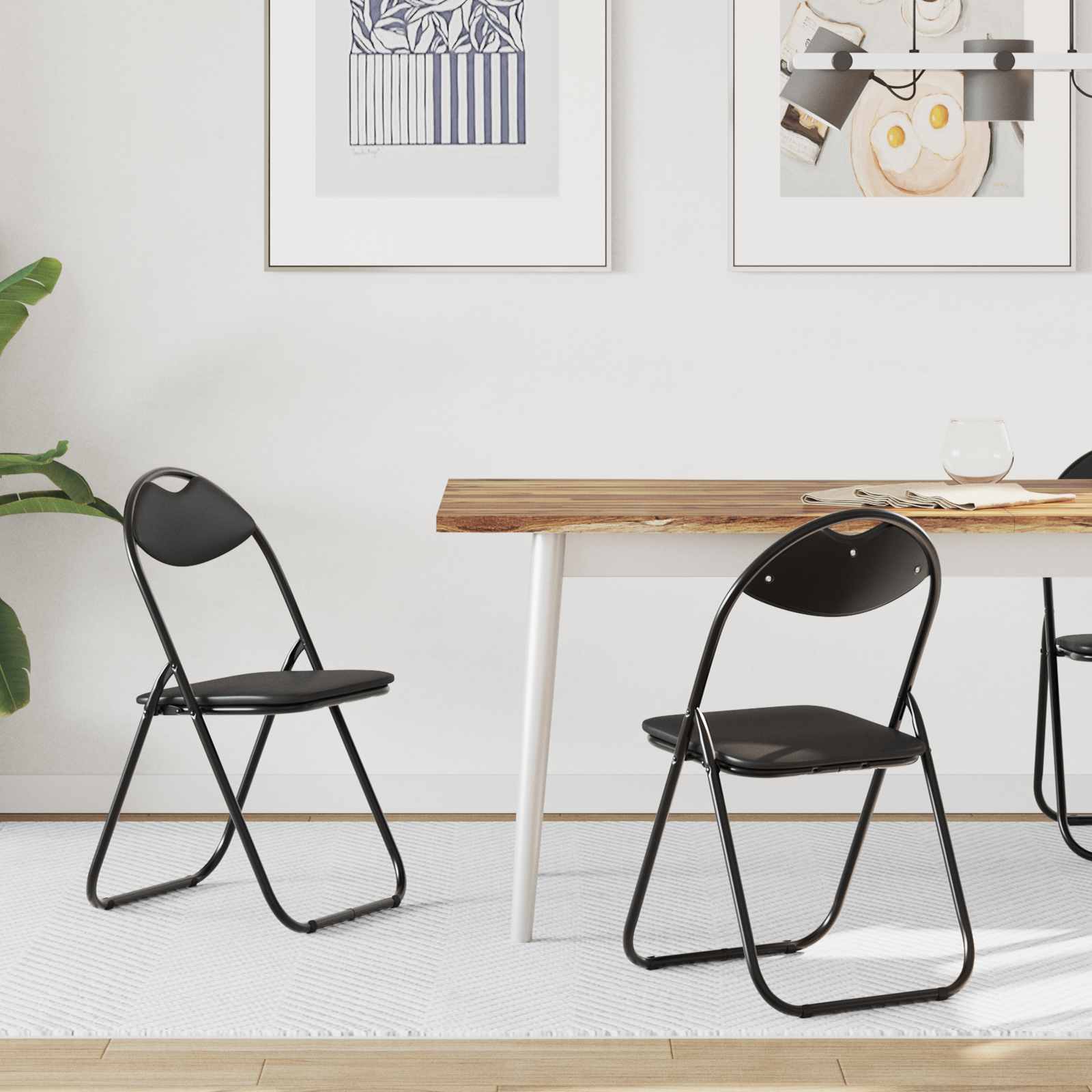 Klappstuhl 2 pcs Schwarz 48 x 43,5 x 81 cm Kunstleder
