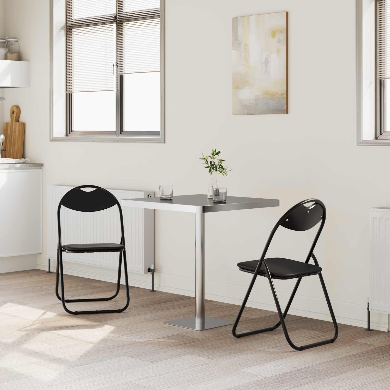 Klappstuhl 2 pcs Schwarz 48 x 43,5 x 81 cm Kunstleder