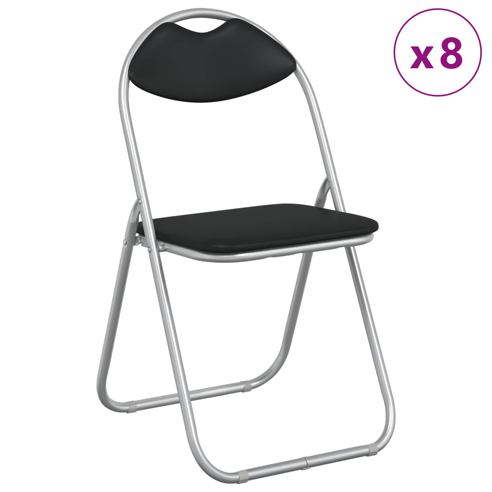 Klappstuhl 8 pcs Schwarz und Grau 48 x 43,5 x 81 cm Kunstleder