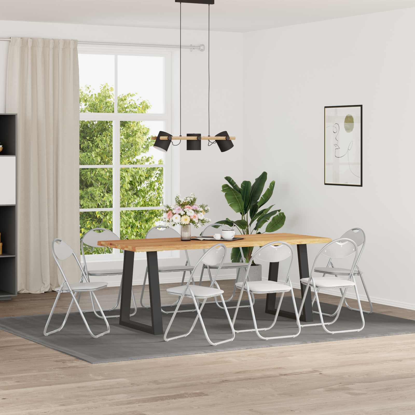 Klappstuhl 8 pcs Weiß und Grau 48 x 43,5 x 81 cm Kunstleder