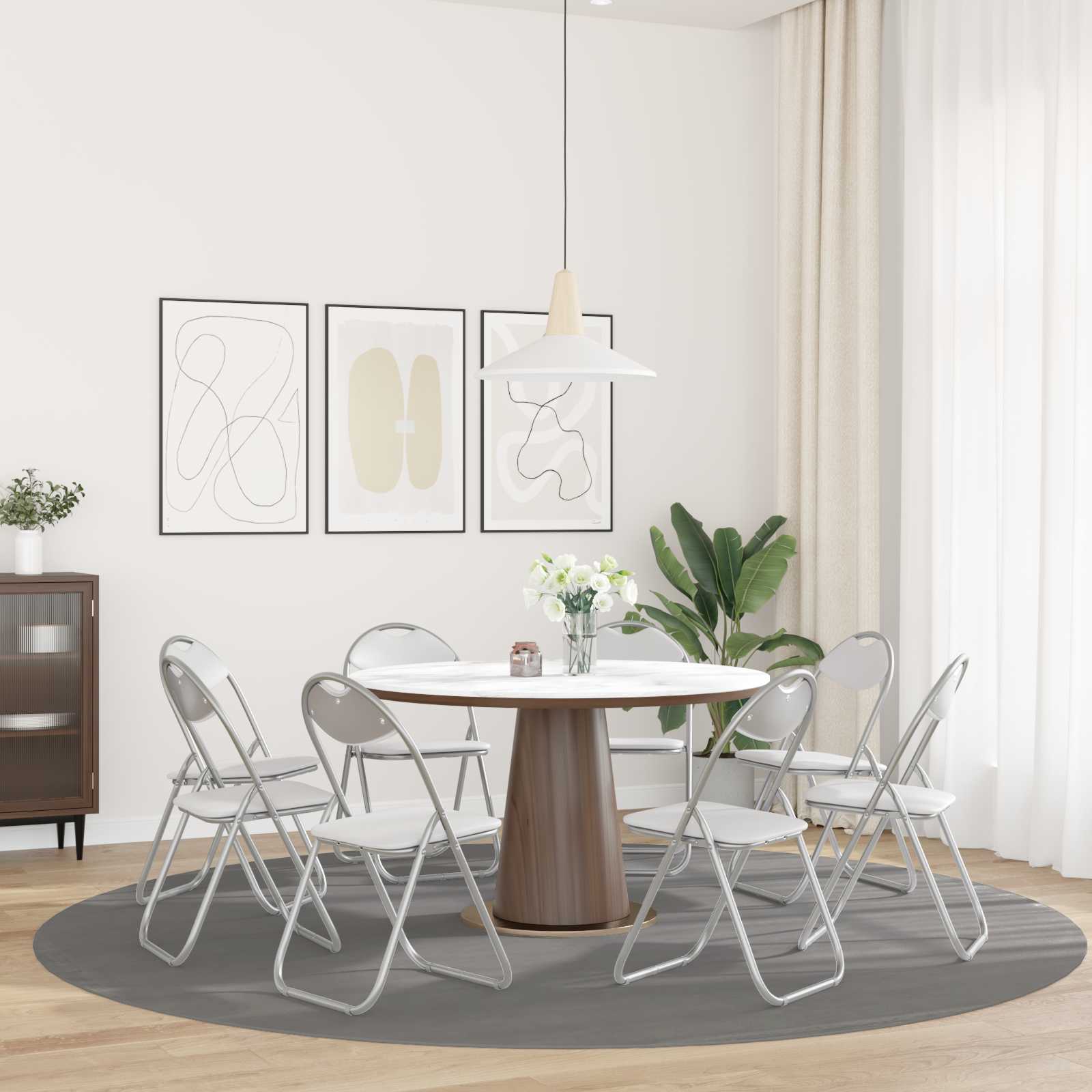 Klappstuhl 8 pcs Weiß und Grau 48 x 43,5 x 81 cm Kunstleder