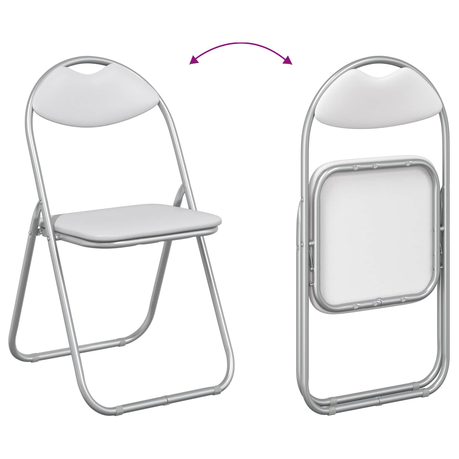 Klappstuhl 8 pcs Weiß und Grau 48 x 43,5 x 81 cm Kunstleder