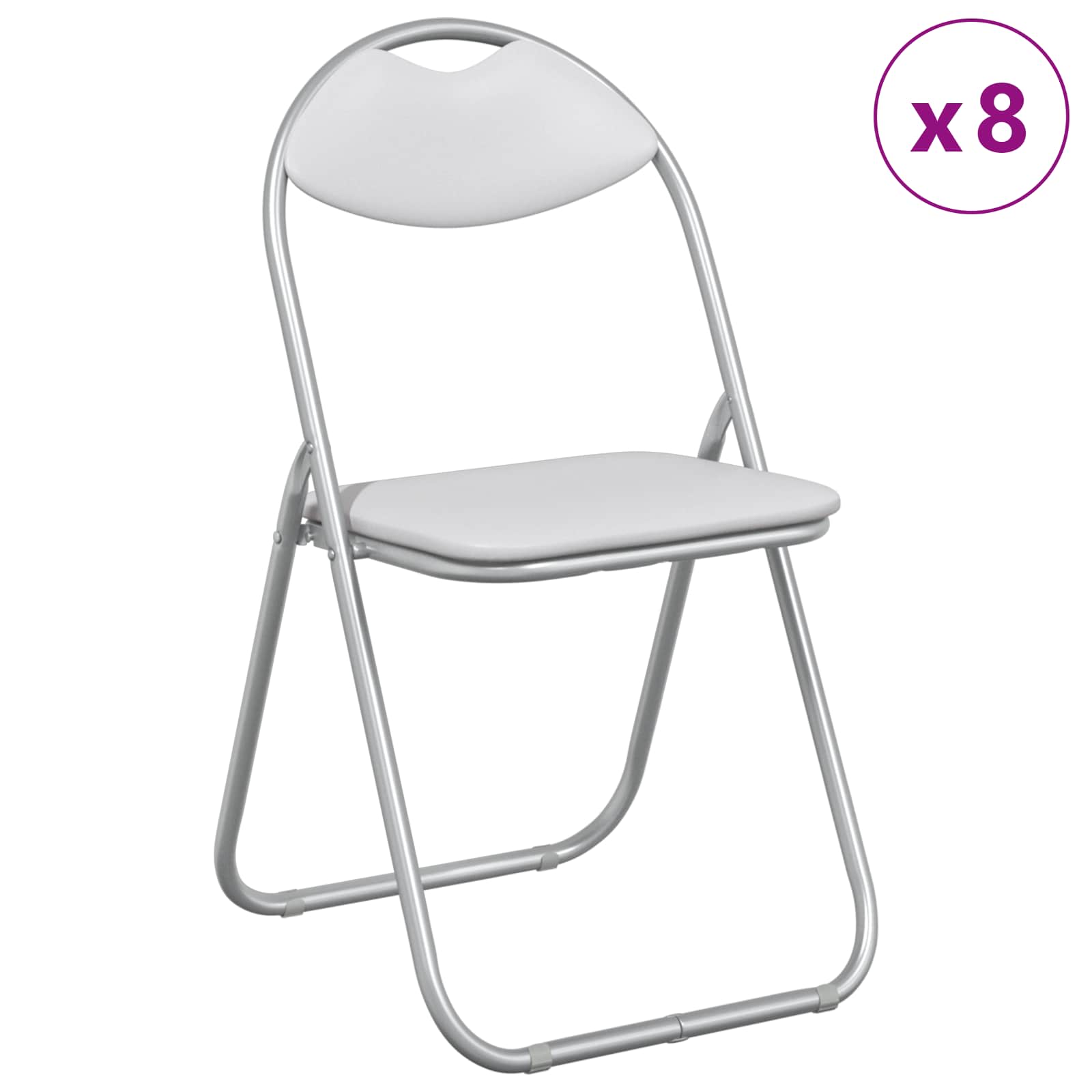 Klappstuhl 8 pcs Weiß und Grau 48 x 43,5 x 81 cm Kunstleder