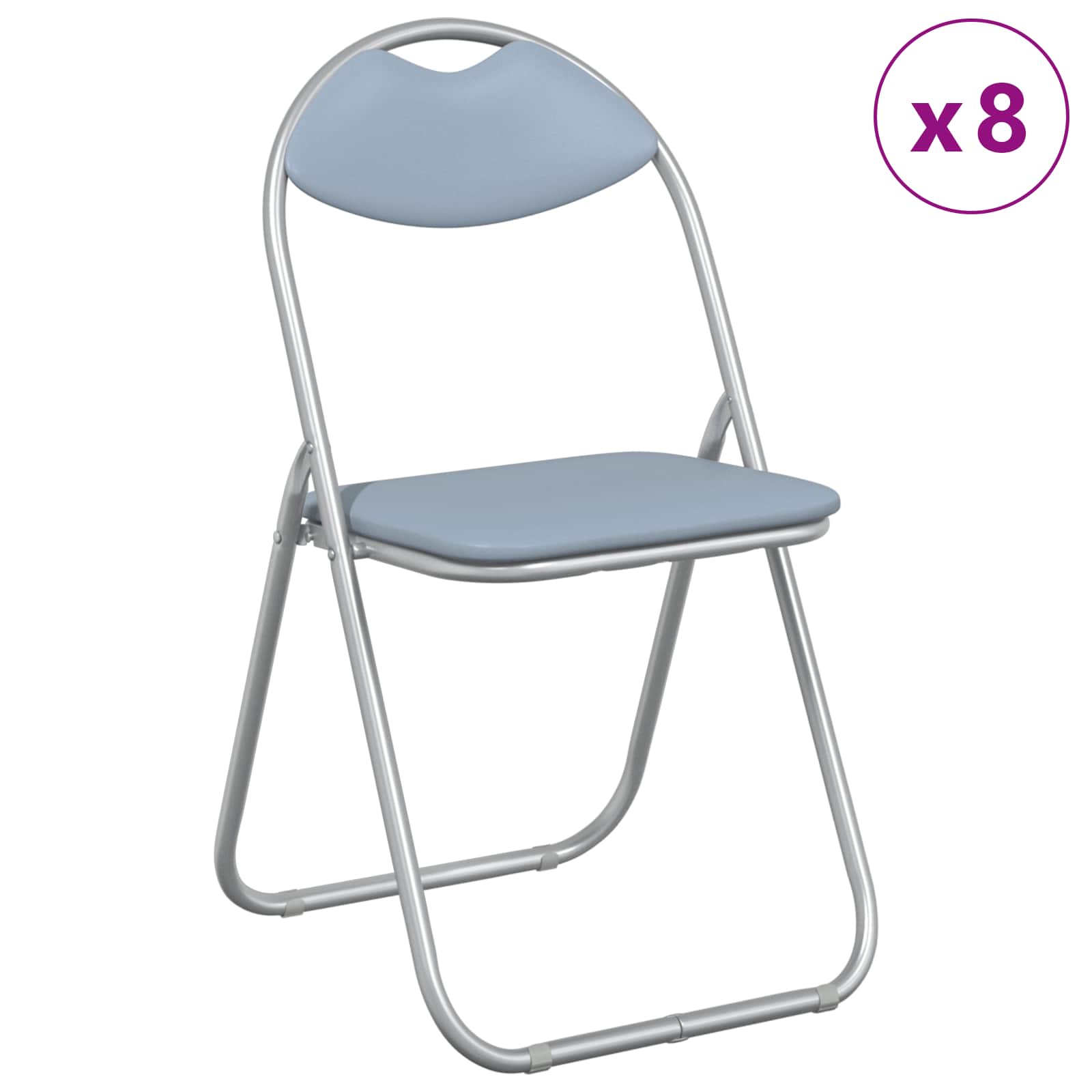 Klappstuhl 8 pcs Grau 48 x 43,5 x 81 cm Kunstleder